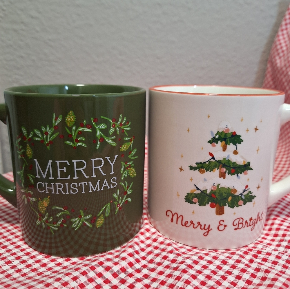 Set Of 2 Threshold Christmas Mugs